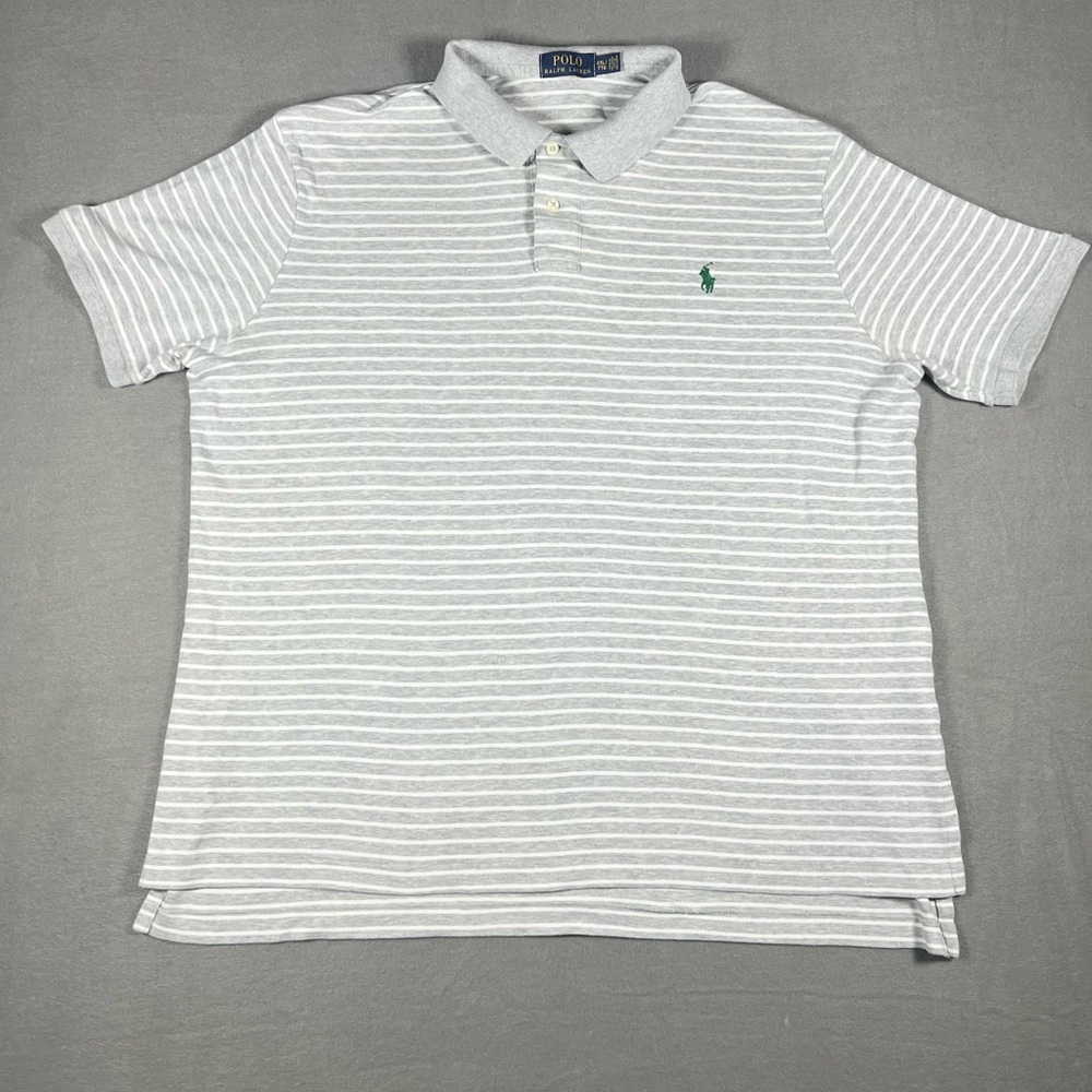 Ralph Lauren Gray Polo with White Stripes Green Pony